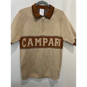 CAMPARI Knitwear Short Sleeve Quarter Zip Polo Shirt Men's SZ M 100% Cotton